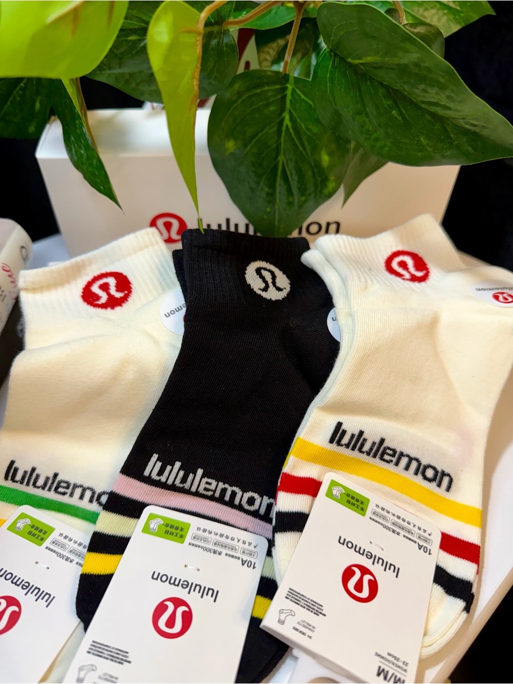 LULULEMON athletica Ankle Socks - Black & White Stripe Options Set of 3